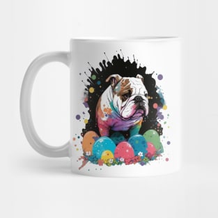 Bulldog Spring Easter Egg Watercolor Splatter Painting Pet Art Mug